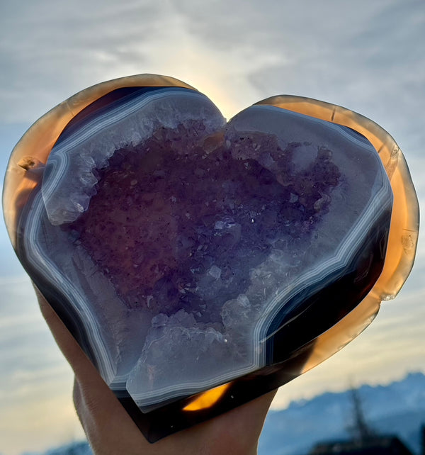 Amethyst Herz mit Achat