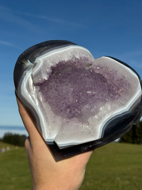 Amethyst Herz mit Achat