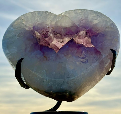 Amethysten Herz mit Bergkristall